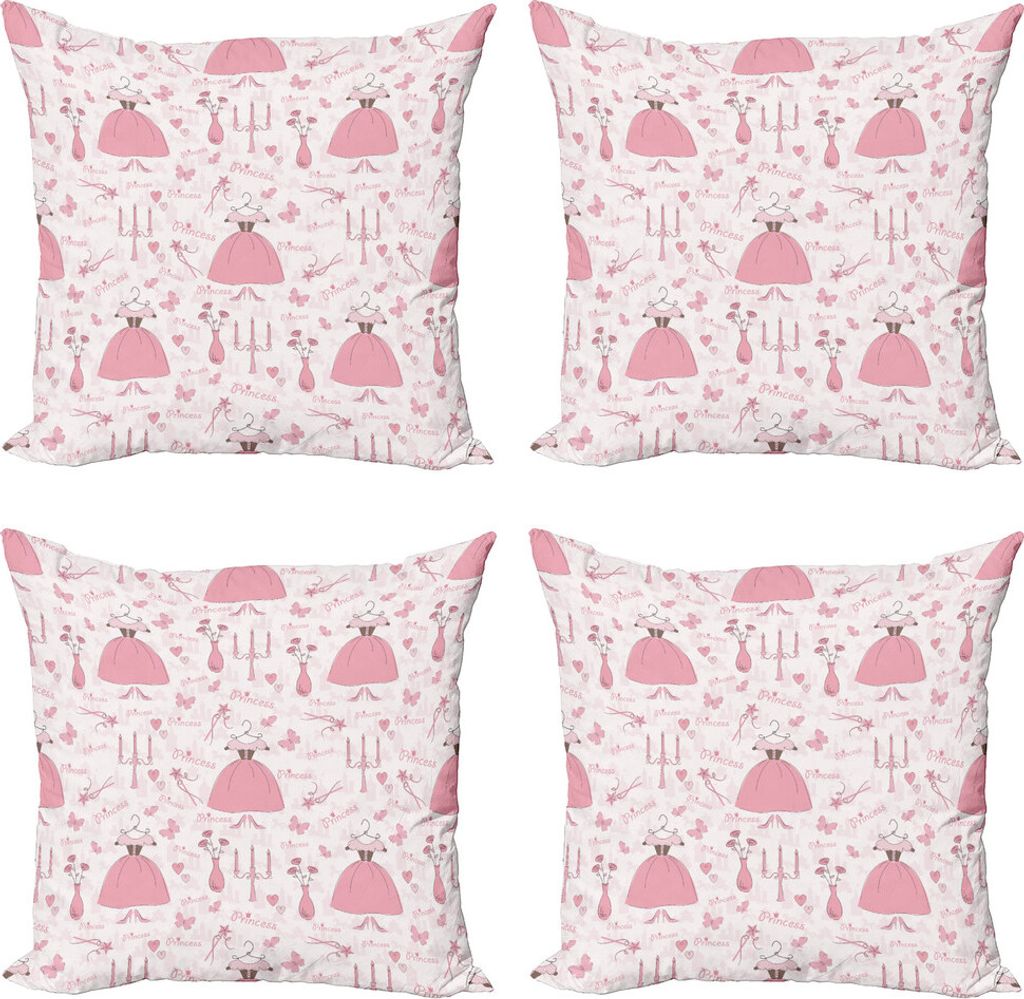 ABAKUHAUS Prinzessin Kissenbezug Set (4 Stück), Princess Mystic Kerzen, Moderner Doppelseitiger Digitaldruck, 45 cm x 45 cm, Rose Pale Pink Weiß