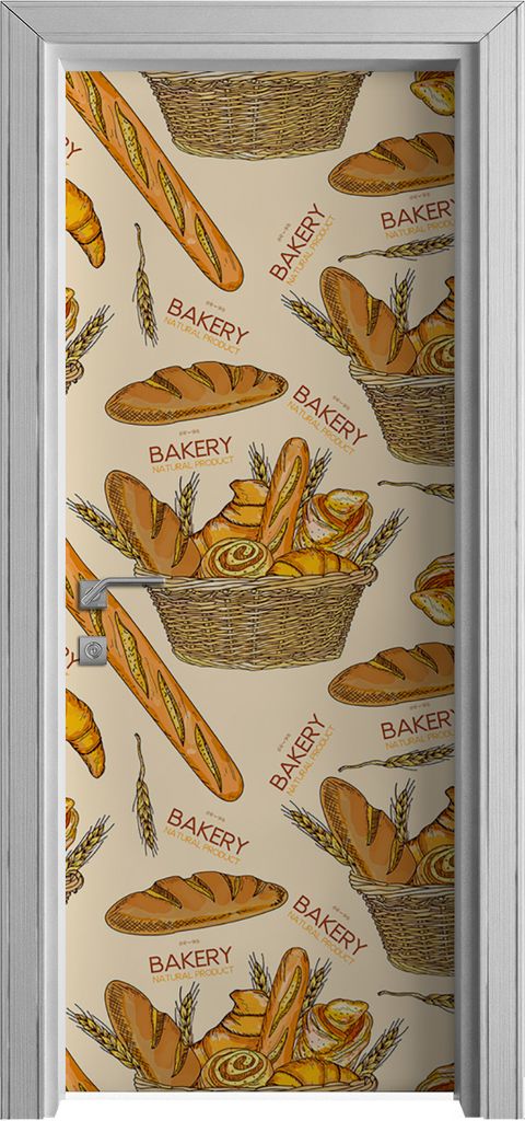 Tür Selbstklebende 80x210 cm Türfolie Türtapete Klebefolie - Bäckerei frisches Brot