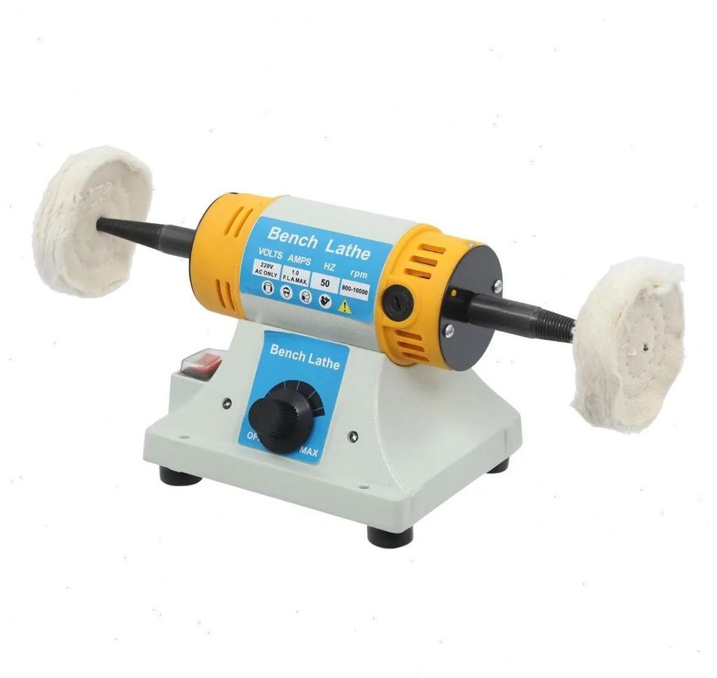 Doppelkopf-Poliermaschine - Rotationspolierer - 320 W - Drehzahl 800–10000 U/min, Stufenlos - 220 V AC, 50 Hz - Für Metall & Kunststoff - Grau