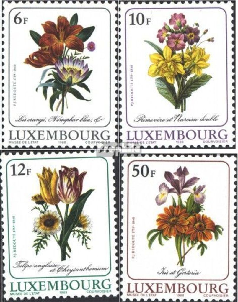 Briefmarken Luxemburg 1988 Mi 1190-1193 (kompl.Ausg.) postfrisch Blumengemälde
