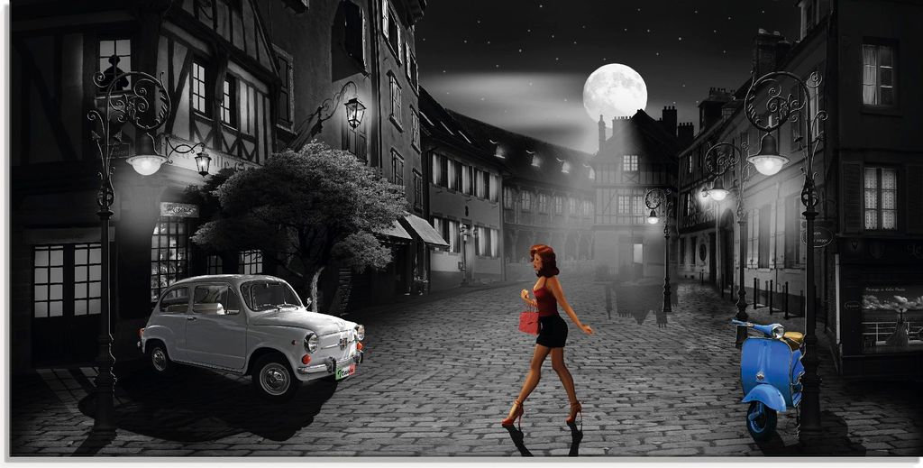ARTland Glasbild Feierabend in bella Italia Größe: 60x30 cm