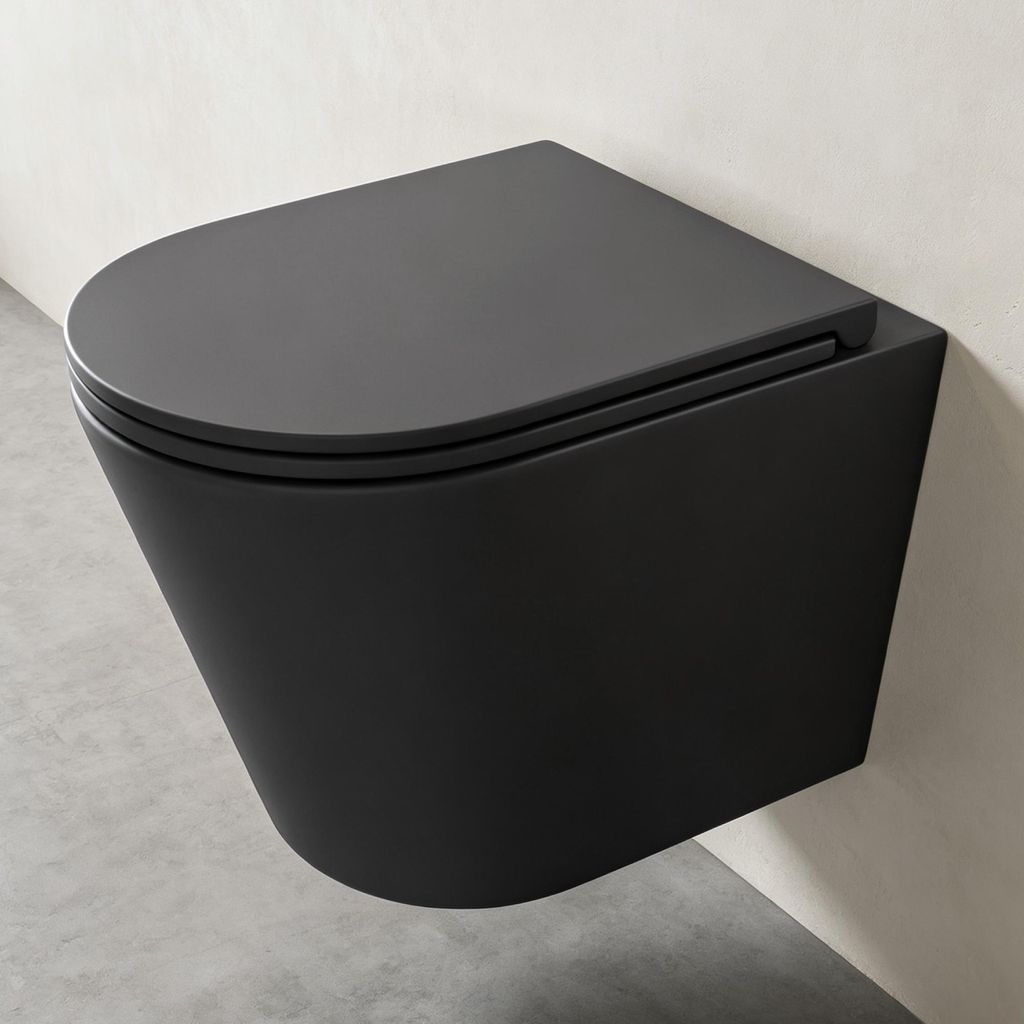 Mai & Mai Hänge WC Schwarz matt mit Softclose Sitz  | Wand Produktbild 