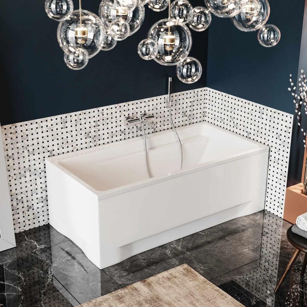 BADLAND Badewanne Rechteck Elza 160x75 mit Acrylschürze, Füßen und Ablaufgarnitur GRATIS