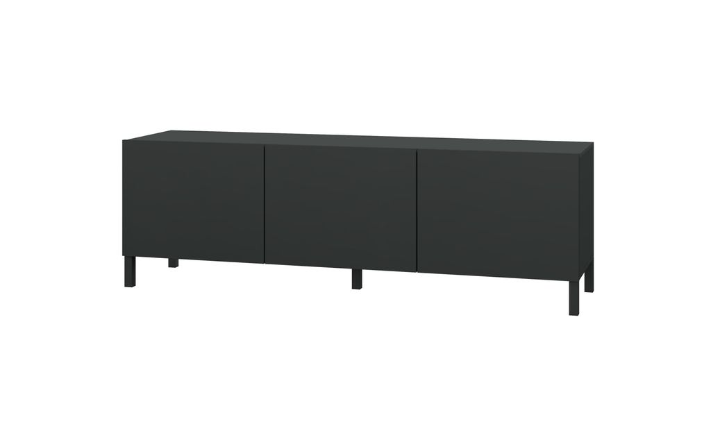 Sophia Lowboard 139 cm 3-türig mit Metallfüßen schwarz-matt Produktbild 