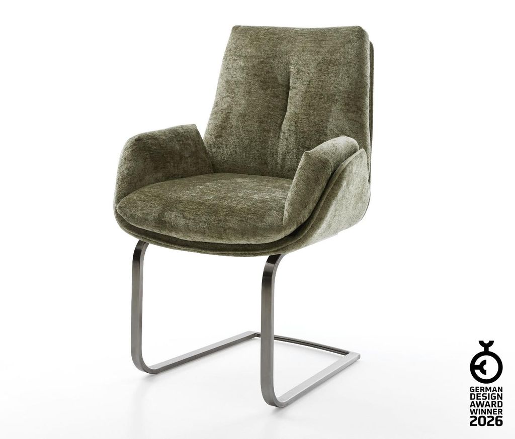DELIFE Freischwinger Clea-Flex Chenille Olive Freischwinger flach Graphit