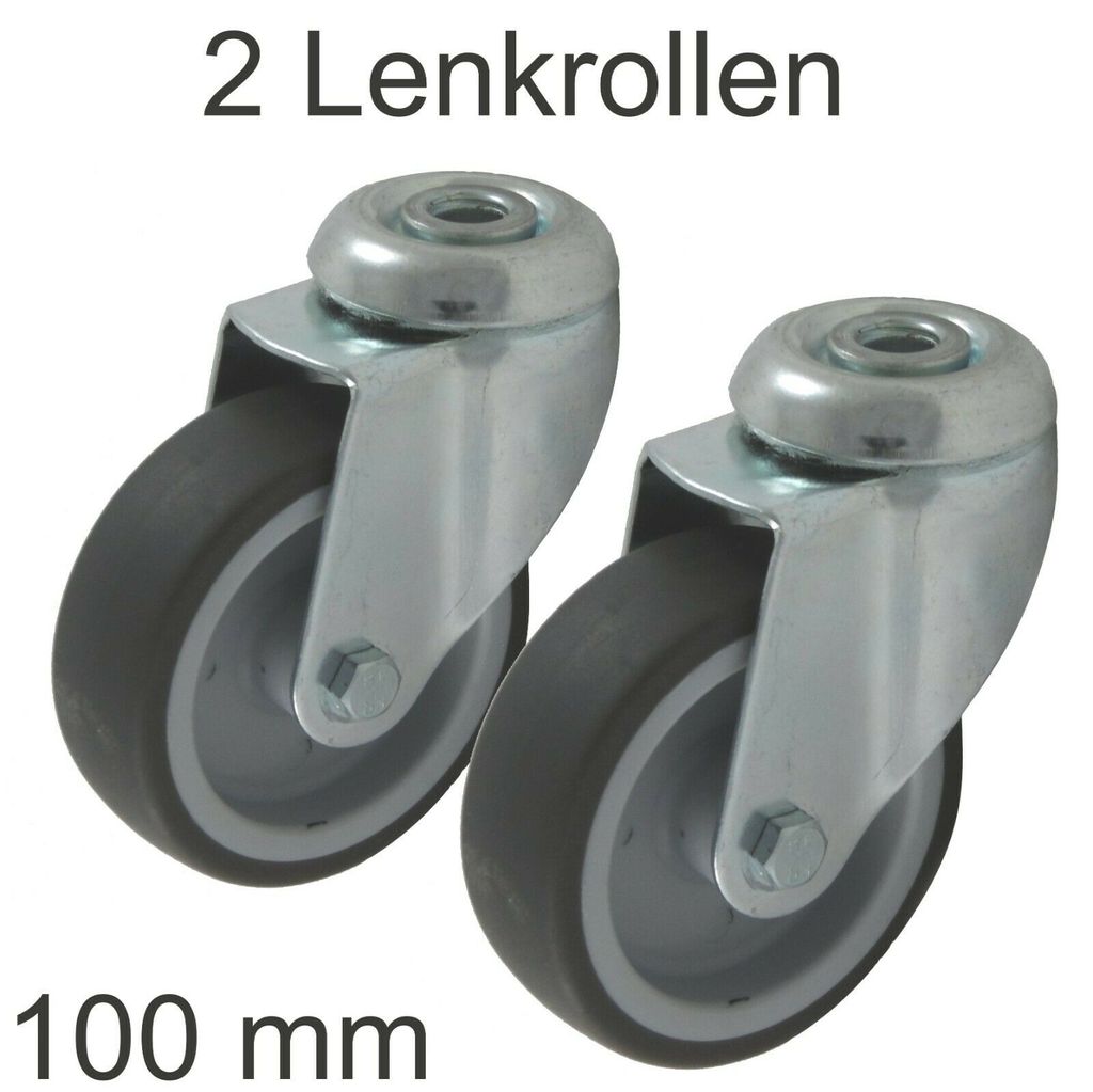 Apparaterollen Lenkrolle mit Feststeller Ø100mm TPE Gummi Anschraubplatte 