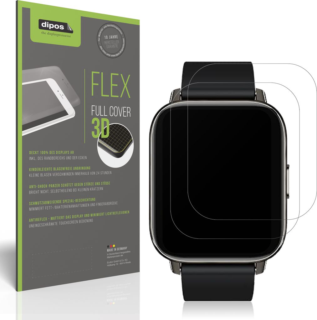 2x Full Cover Schutzfolie matt für Rinsmola 1,69 Zoll Smartwatch Panzerfolie Anti-Shock