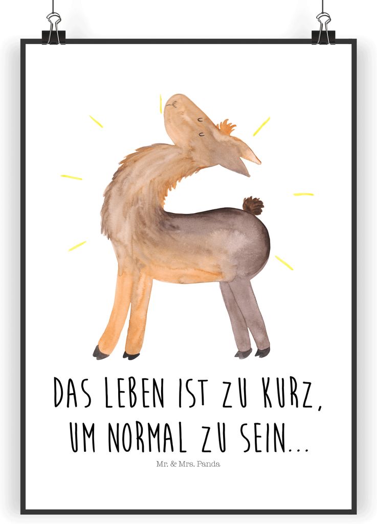 Mr. & Mrs. Panda Bild Lama Stolz DIN A4 - Weiß - Geschenk, Lamas, Freundin, drucke, Family, Kunstdruck, wanddeko, Hippie, Familie, Wandbild, Plakat