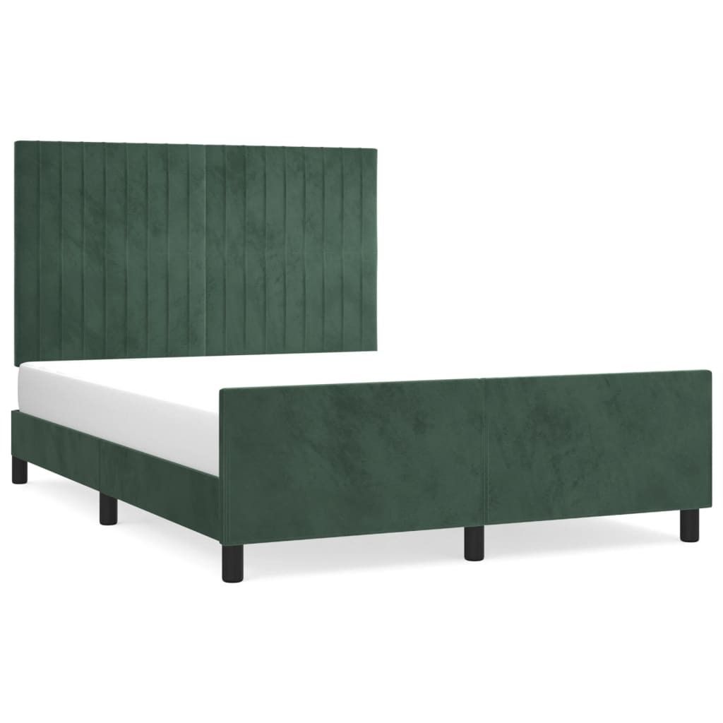 Bettgestell ohne Matratze Dunkelgrün 140x190 cm Samt