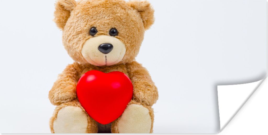 MuchoWow Poster Ein Teddybär zum Valentinstag 80x40 cm - Wanddeko