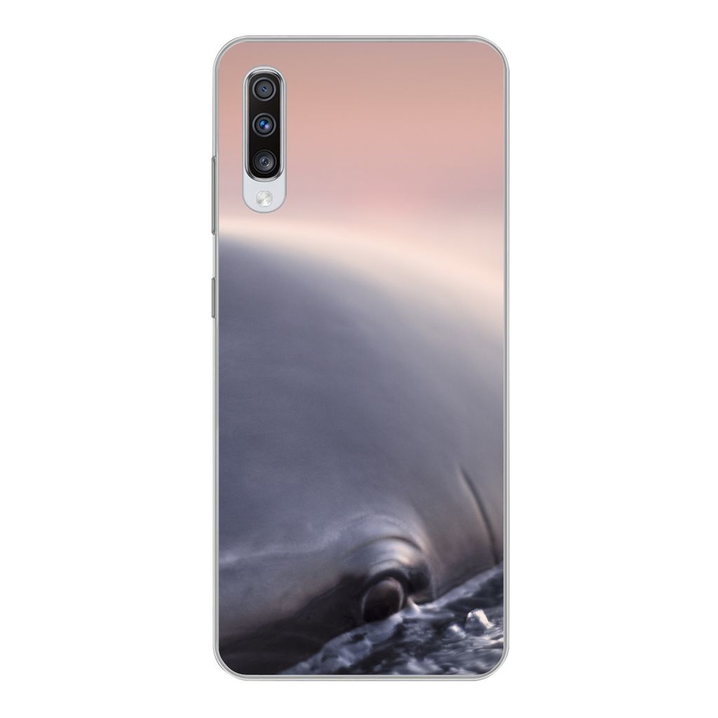 MuchoWow Handyhülle Schutzhülle Hülle für Samsung Galaxy A70 Delfin - Wasser - Nahaufnahme Silikon Softcase Handy Hülle - Schutzhaube