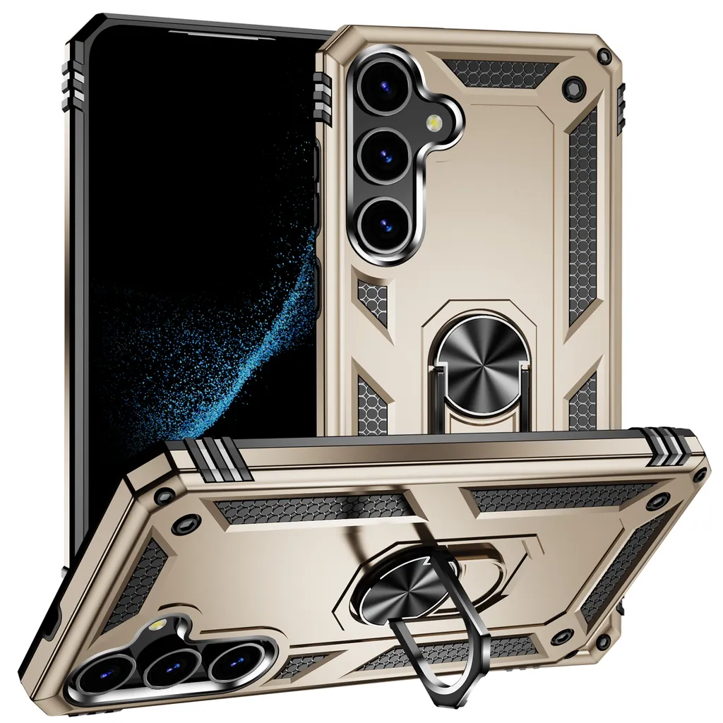 Cover S24 Plus Oro con Anello - Protezione Militare e Stile Top
