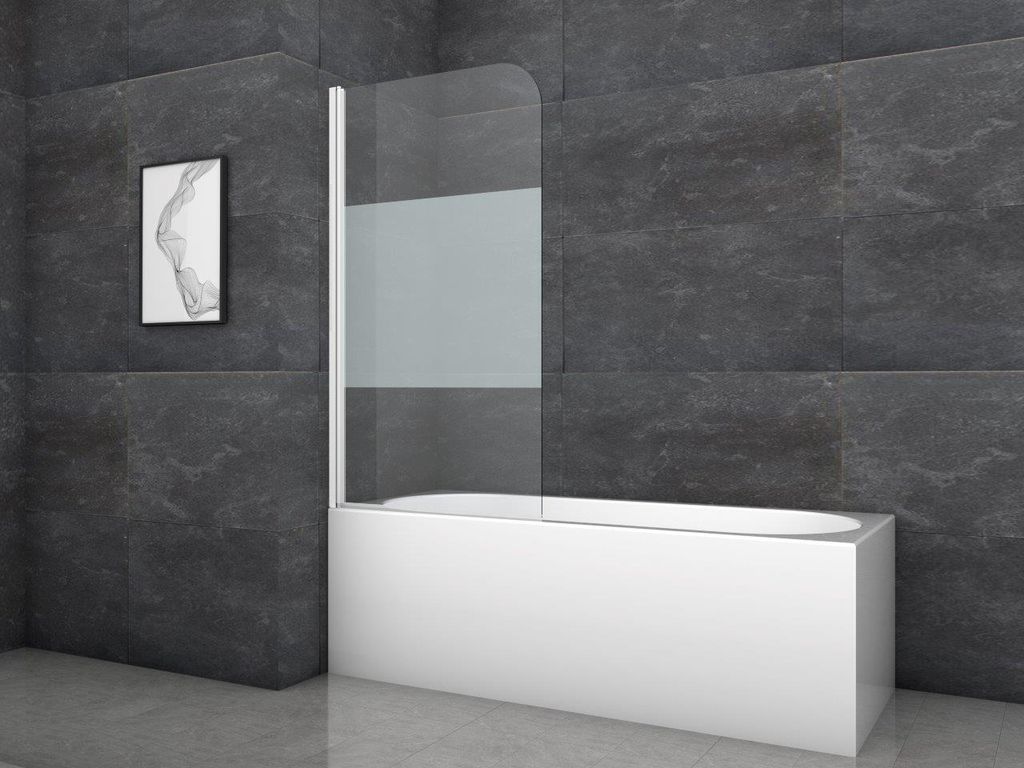 Badewannenfaltwand MARWELL White Glow - 1-flg.140x80cm - Duschwand für Badewanne weiß - Duschabtrennung