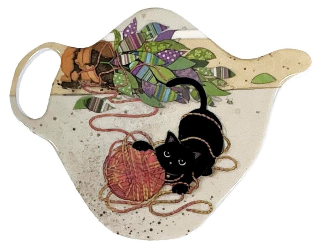 Teebeutelablage - Motiv Katze mit Wollknäuel - Melamin