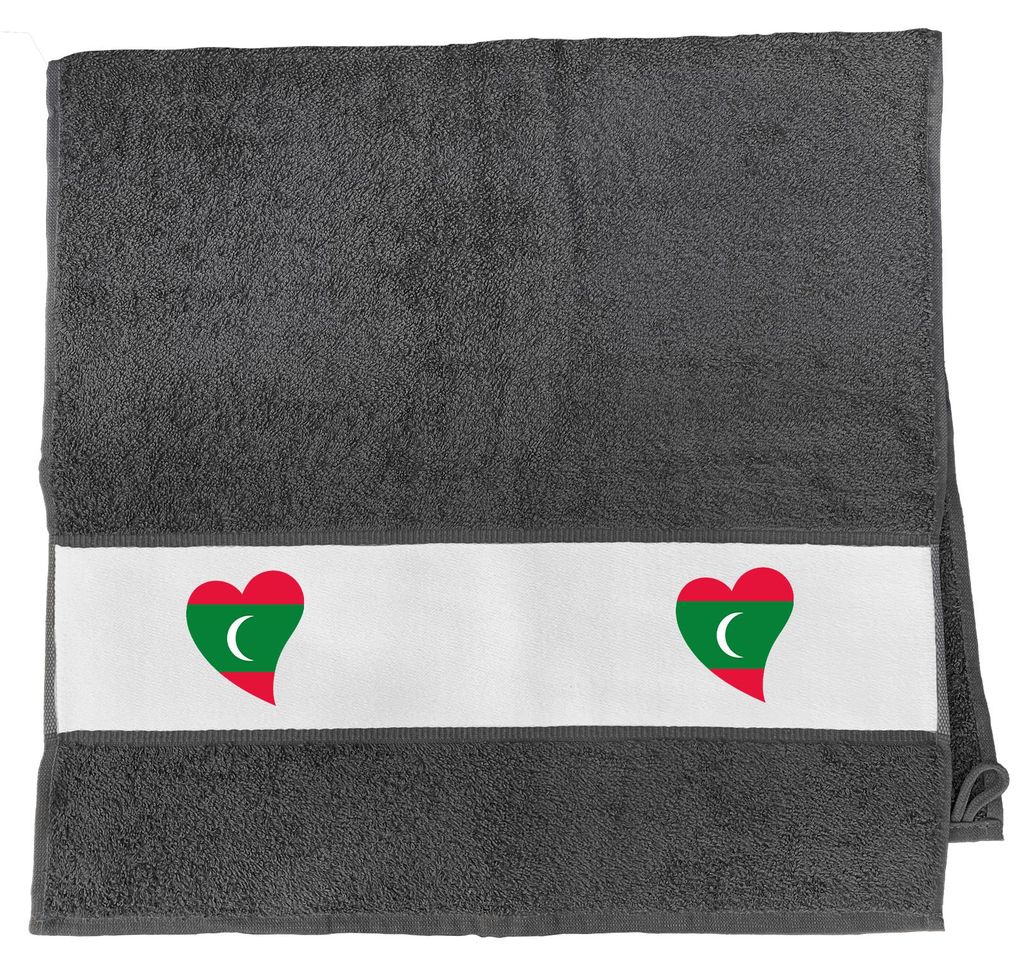 Huuraa Handtuch Malediven Flagge Herz 50x100cm Graphite Baumwolle Handtuch Geschenkidee