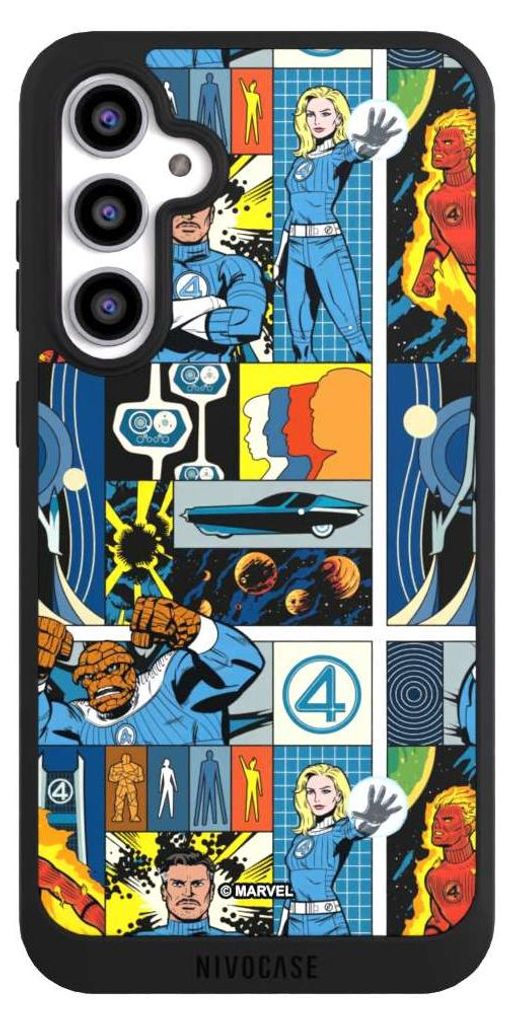 NIVOCASE Handyhülle für Samsung Galaxy S23 FE Hülle NIVOpure Case Schwarz Offizielles Lizenzprodukt Marvel The Fantastic Four