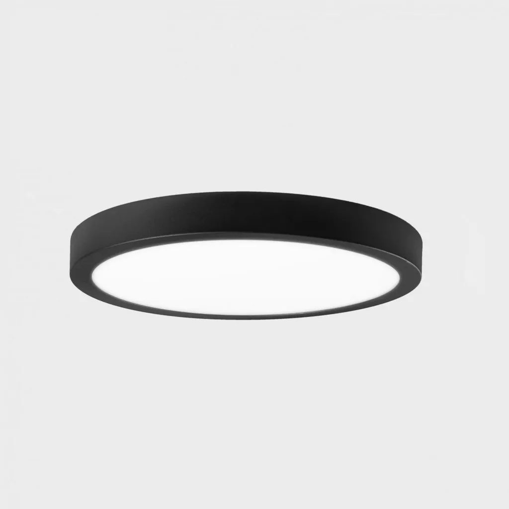 Plafonnier LED extra plat noir 500mm 48W pour salon et bureau moderne
