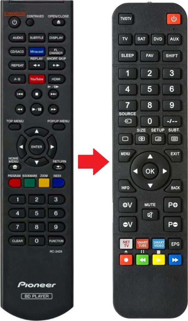 Ersatz Fernbedienung für Pioneer RC-2429