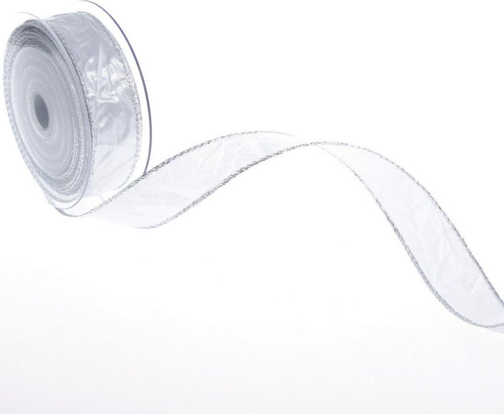 Metallic-Crash - weiß/silber - 25mm - 10m - 92225 10