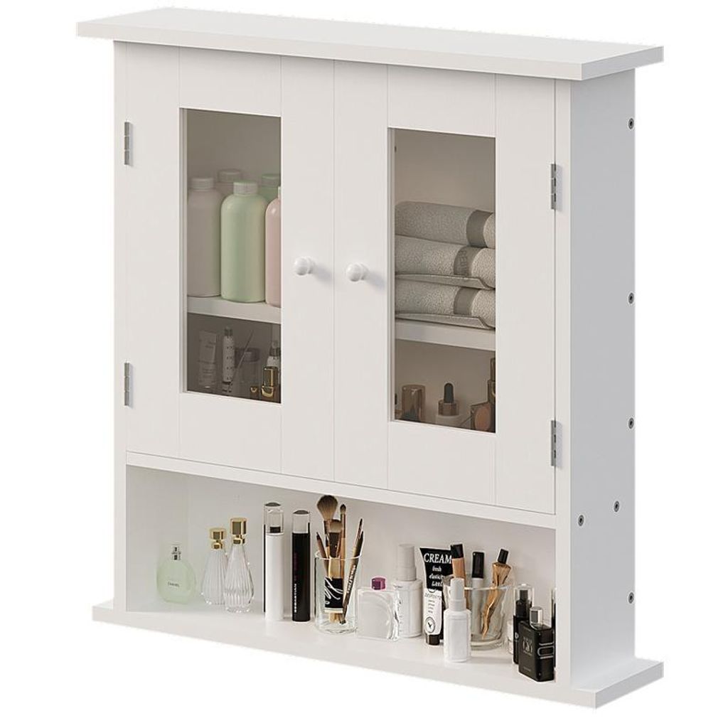 Wäscheschrank Hängend Weiss 2 Türen Glas Wand Loft Regale Produktbild 