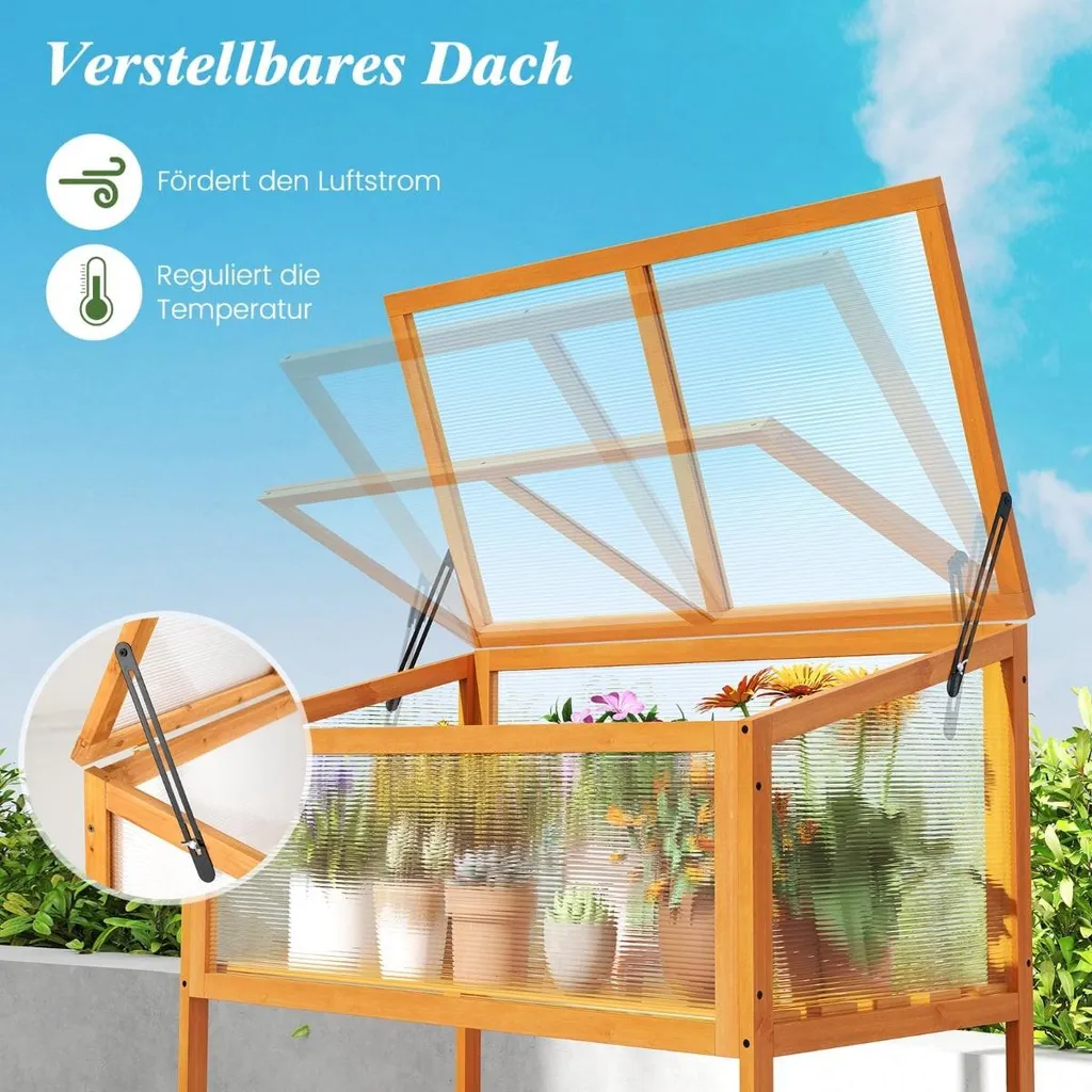 Potager de balcon surélevé en bois avec couvercle serre modulable - 3