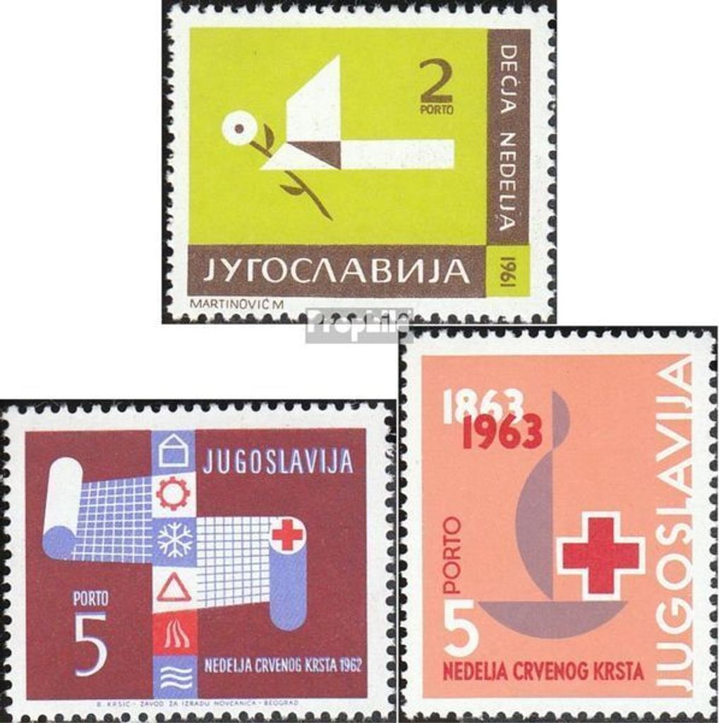 Briefmarken Jugoslawien 1961 Mi Zp23,Zp24,Zp25 (kompl.Ausg.) postfrisch Zwangszuschlagsportomarke
