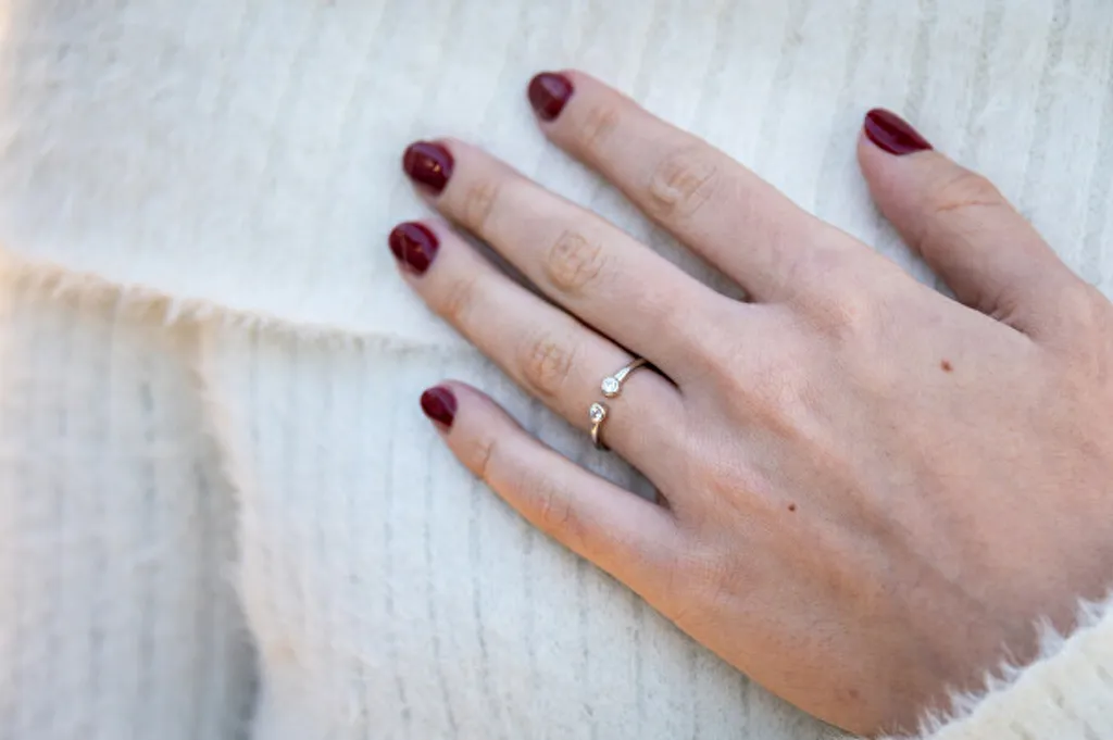 Bague ouverte argent ajustable et oxyde de zirconium taille 62 - 2