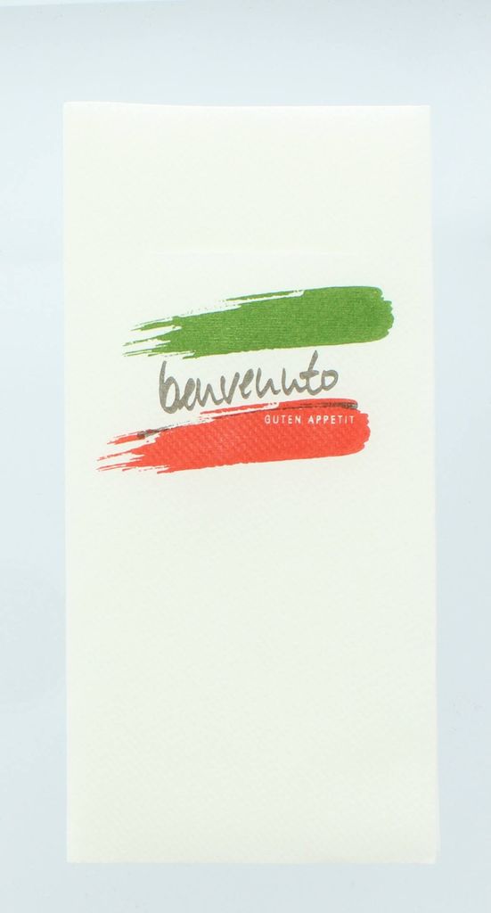 Airlaid Besteckservietten Benvenuto, 40 x 40 cm, 75 Stück - Mank - Italien Guten Appetit