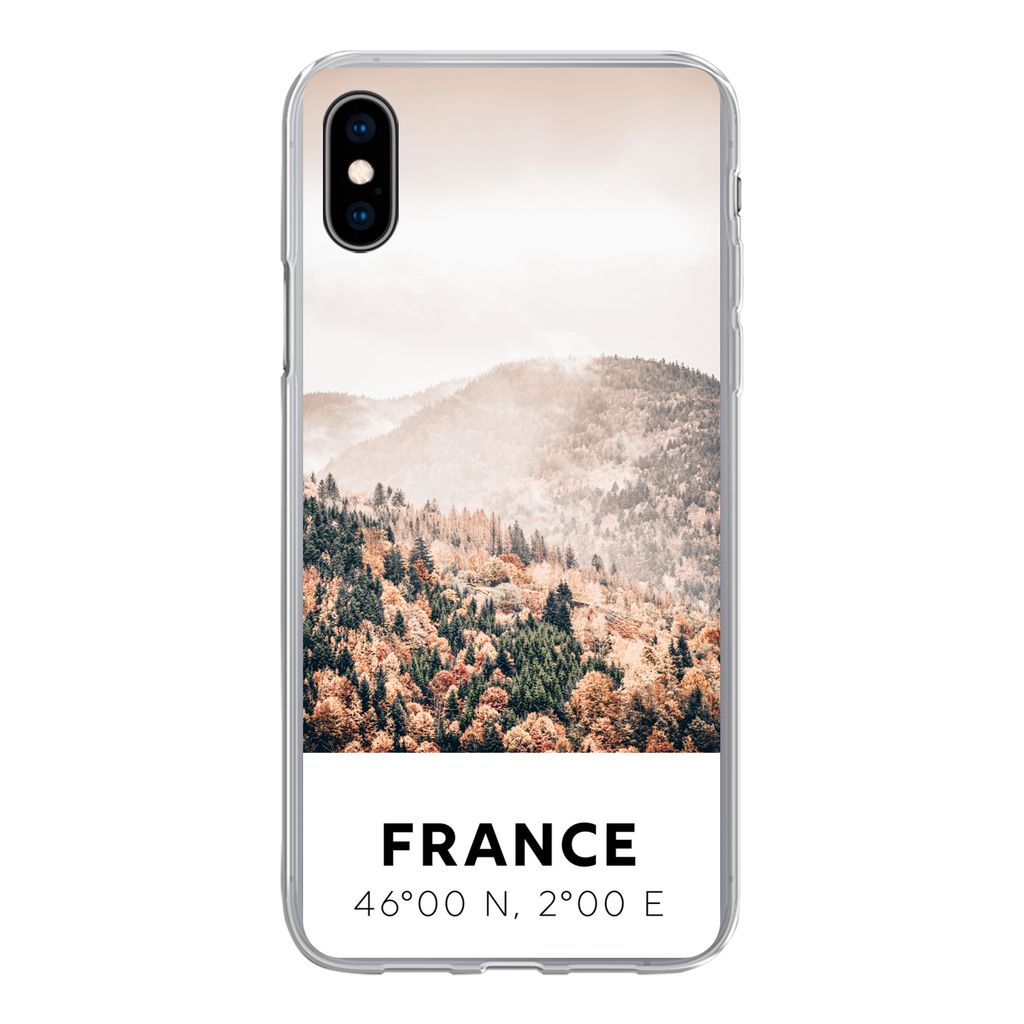 MuchoWow Handyhülle Schutzhülle Hülle für iPhone Xs Frankreich - Herbst - Mons Silikon Softcase Handy Hülle - Handytasche
