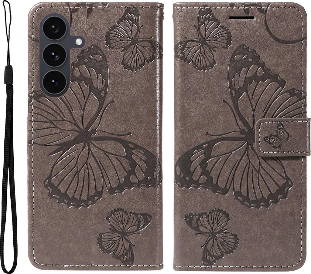 Samsung Galaxy S25 FE Hülle - Coverup Schmetterlinge Klapphülle - Taupe Grau
