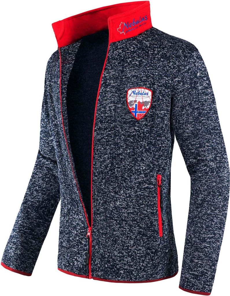 Nebulus Fleecejacke VLADO Herren, warme Fleece Jacke, mit langem Full-Zip Reißverschluss, P2031 - Herren, navy-rot, XL