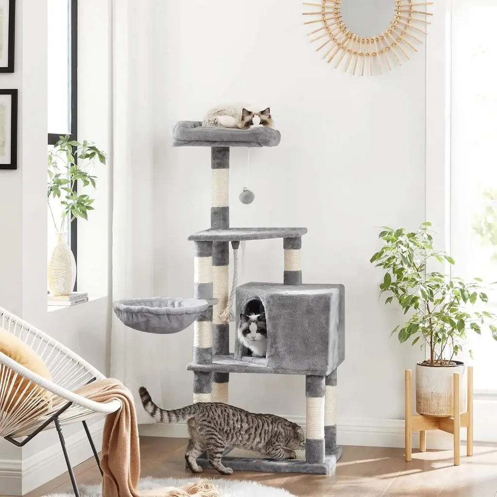 Arbre à chat 5 niveaux gris avec structure renforcée haute qualité - 2