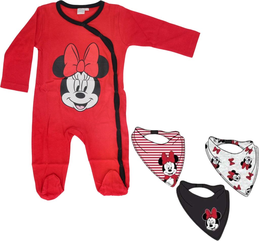 Minnie Mouse Boxpakje - Babypakje met Voetjes - Met Gratis Slabbetjes