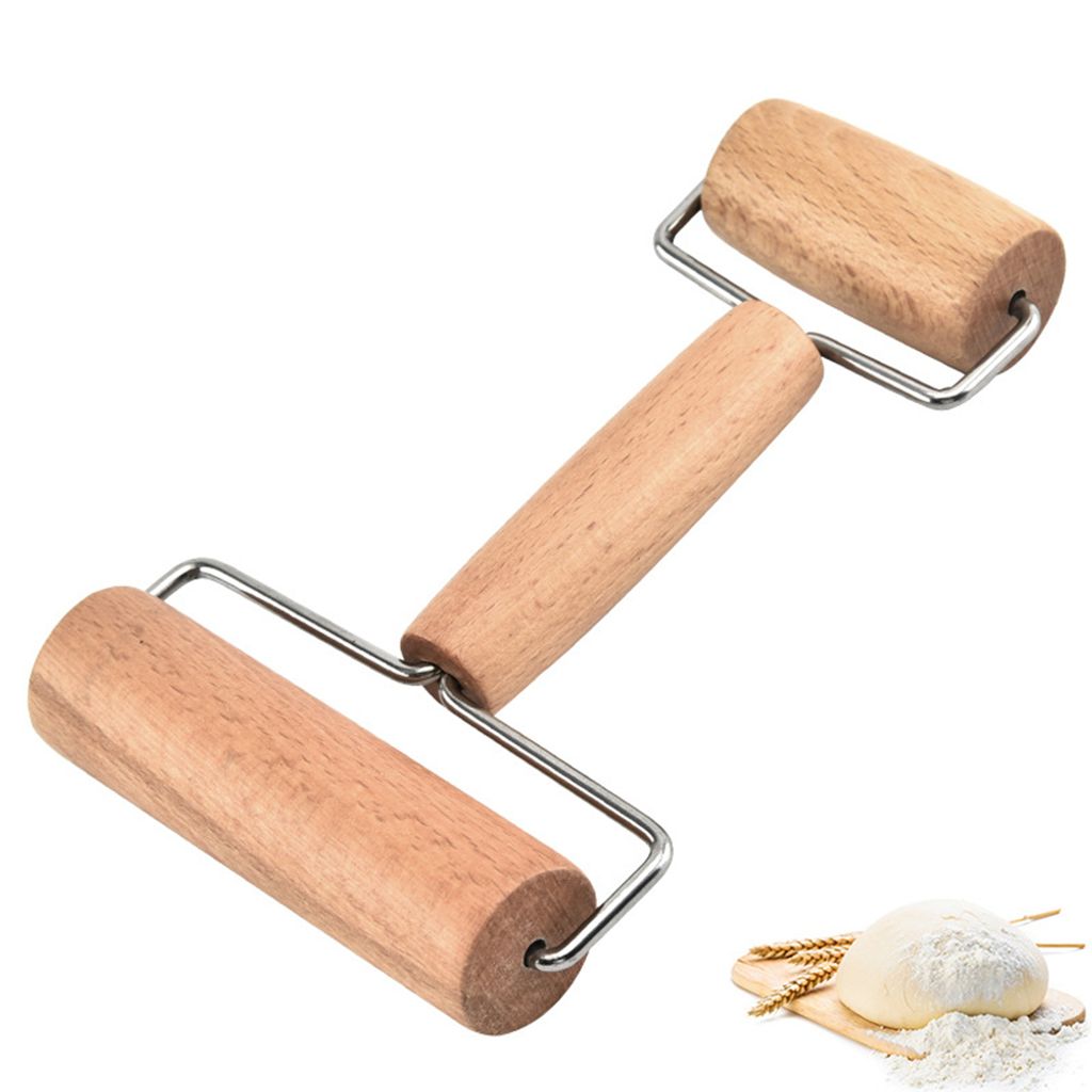 Dual beendet hölzerne Rollstift Mehl Gebäck Teigwalze Küchen Backwerkzeug