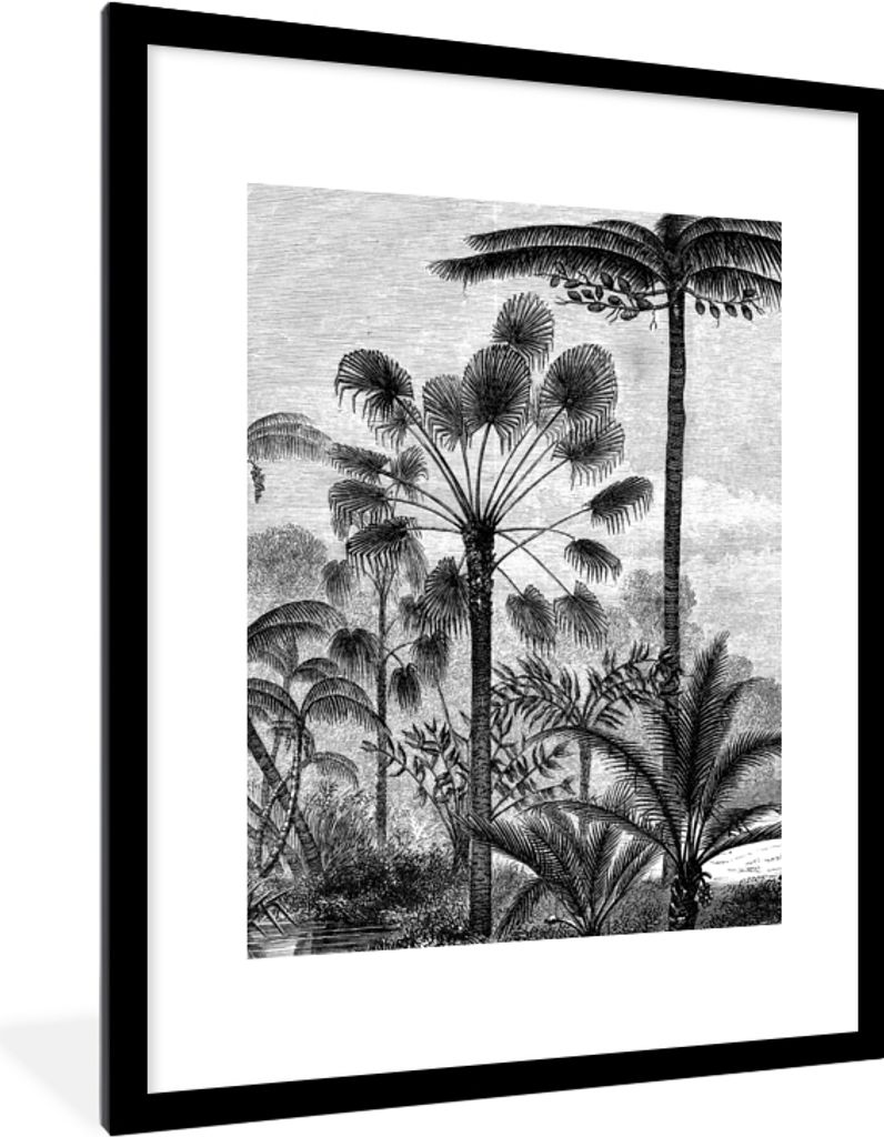 MuchoWow Gerahmtes Poster Design - Bäume - Natur - Pflanzen - Botanisch 60x80 cm - Poster mit Schwarzem Bilderrahmen Wandposter Rahmen Foto Bild...