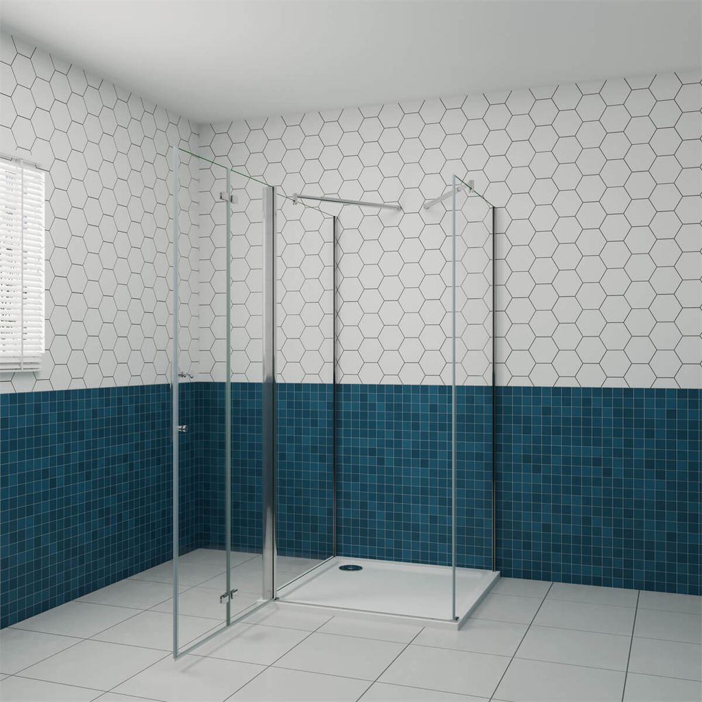 100x80cm 185cm U-Duschkabine 6mm ESG Nano Glastür 6mm ESG NanoFalttür mit Seitenwand