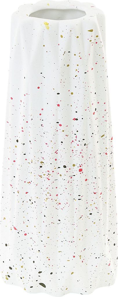 BELIANI Blumenvase Weiß Steinzeug 24 cm Minimalistisches Dekoratives Accessoire