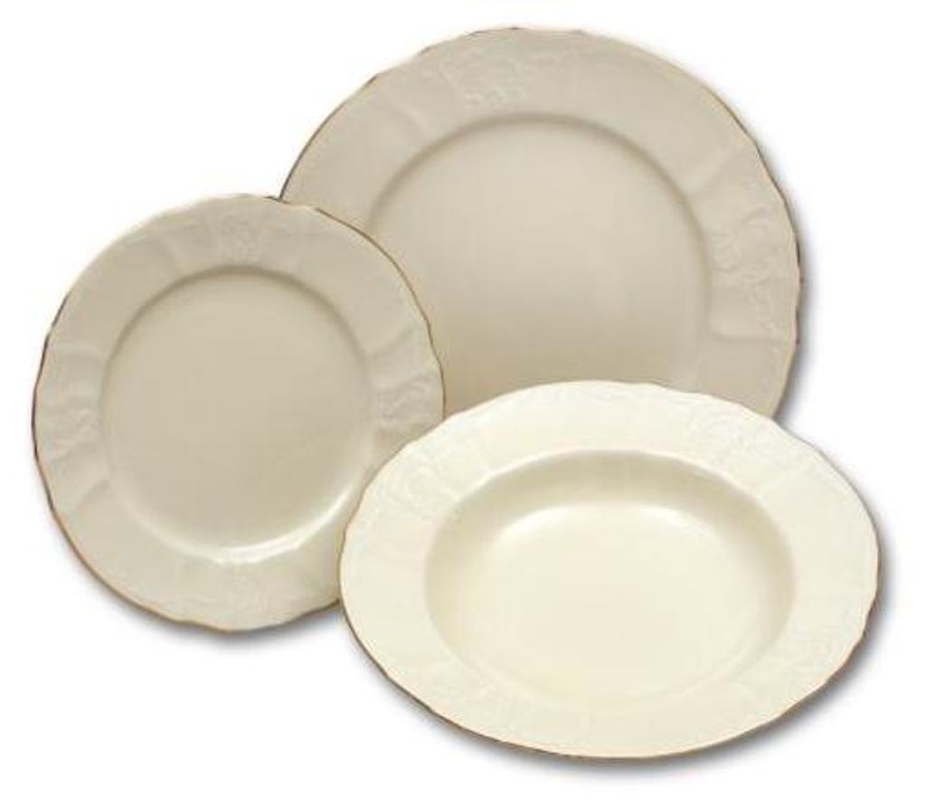 Thun Bernadotte Tellerset, gold gestreift, 18 Teile Produktbild 
