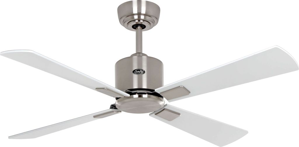 Energiespar Deckenventilator mit Fernbedienung Eco Neo III WiFi 103 cm Chrom gebürstet Flügel Weiß / Lichtgrau