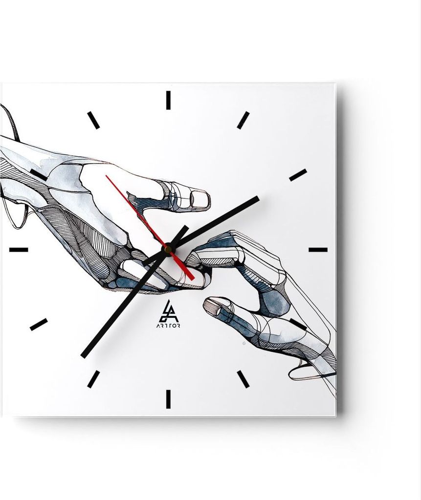 Wanduhr - Quadrat - Glasuhr - Surrealismus Hände Hilfe - 40x40cm - Schleichendes Uhrwerk - Lautlos - zum Aufhängen bereit - Dekoration Modern - W...