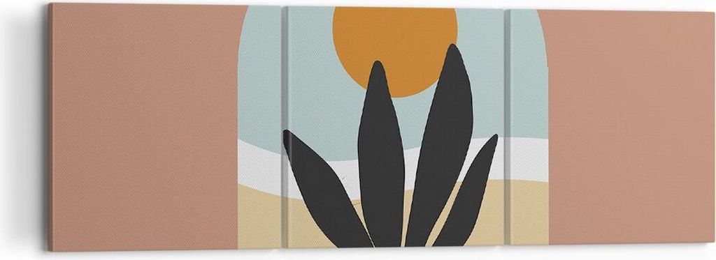 Bild auf Leinwand - Leinwandbild - 3 Teile - Minimalistisch Fenster Blume - 120x40cm - Wand Bild - Wanddeko - Wandbilder - Leinwanddruck - Bilder -...