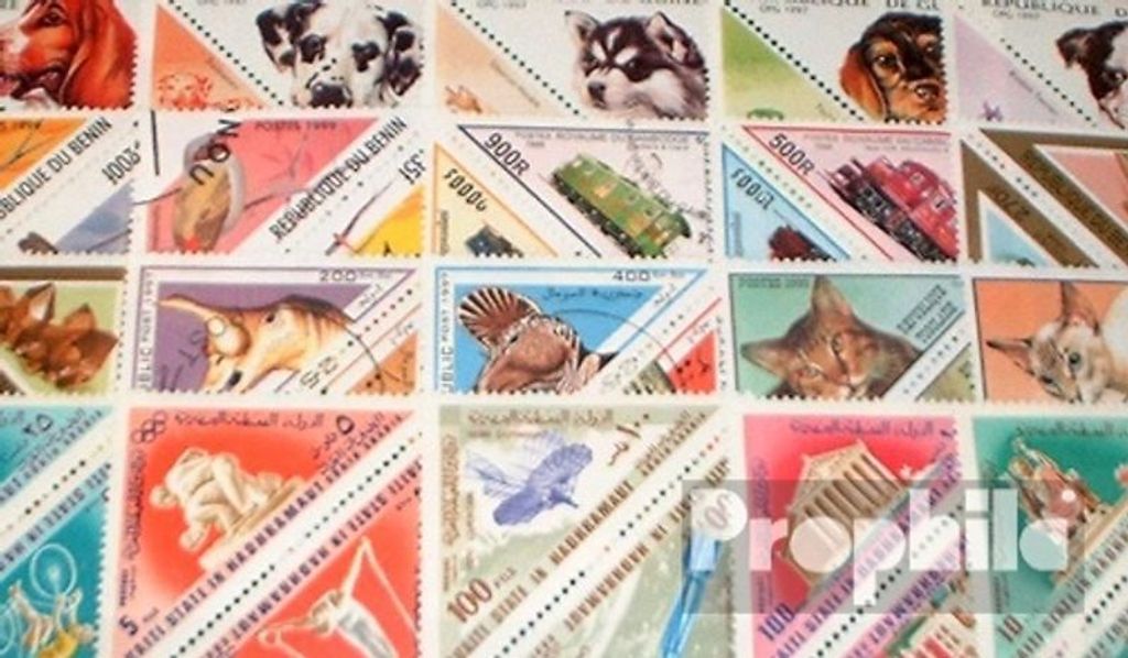 Briefmarken Motive 100 verschiedene Dreiecke + Rhomben Marken