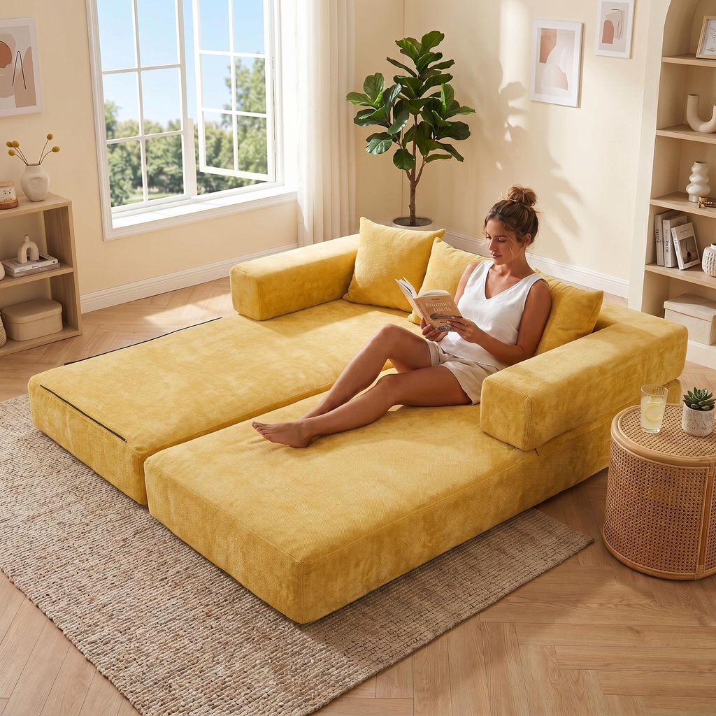 LVHOM Modulares Schlafsofa aus Chenille, Klappbares Produktbild 
