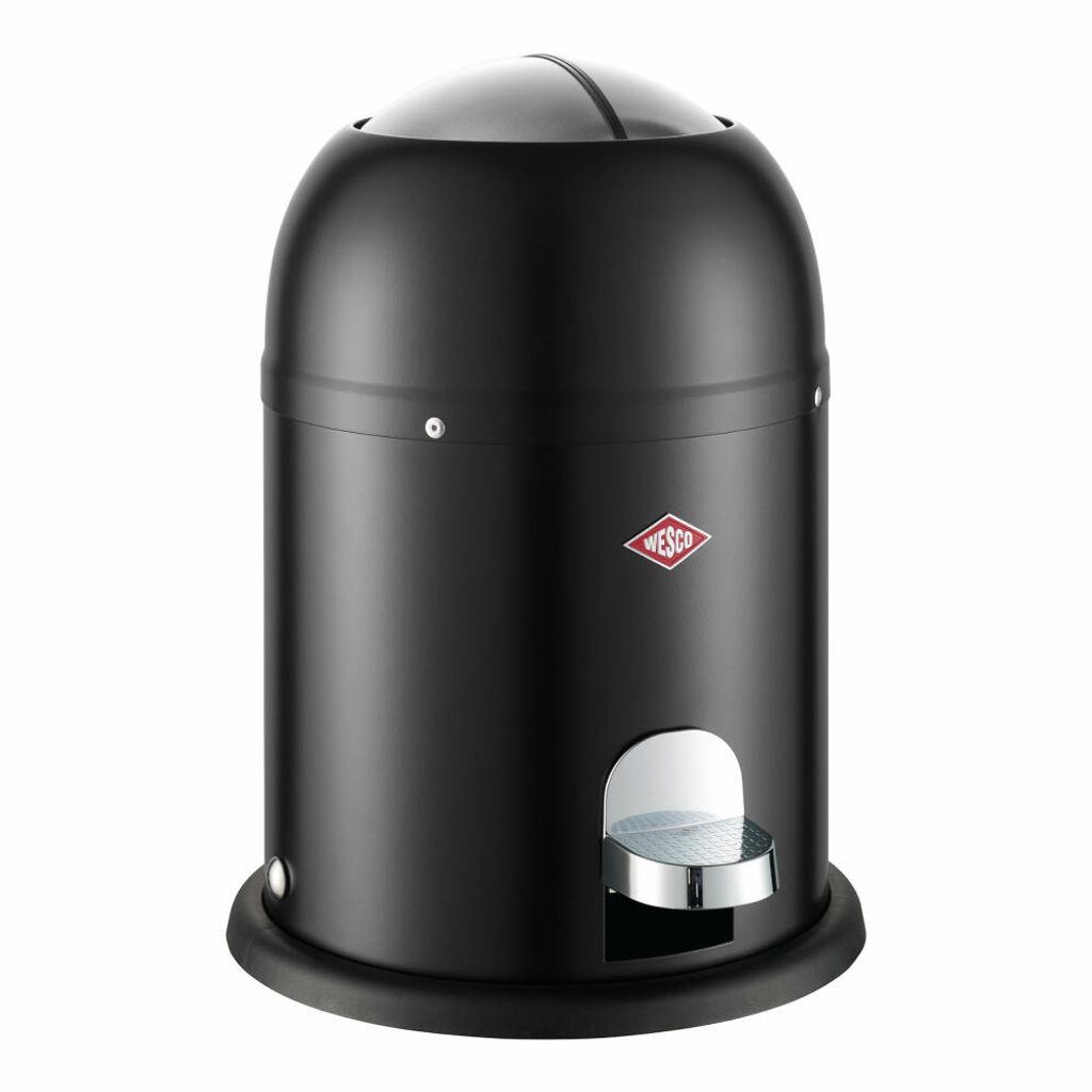 Wesco Mini Master Kosmetik-Treteimer, Abfalleimer, Mülleimer, Kosmetikeimer, Stahlblech, Schwarz Matt, 6 L, 180112-73