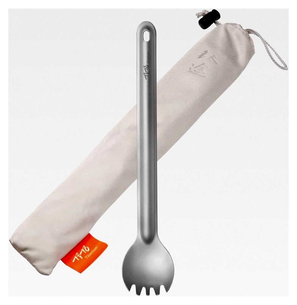 Camping Besteck Spork/Löffel, tragbarer Outdoor Spork mit langem Griff, ultraleichtes, wiederverwendbares Besteck für Picknick mit Aufbewahrungst...