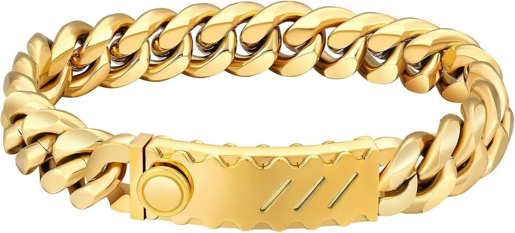 Gourmette Homme en Or 18K avec Motifs Lion et Skull - Longueur 20.3 cm