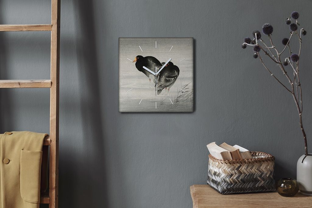 Coloray Hodiny Unikátní 30x30 cm Tiché hodiny Pro obývací pokoj a kuchyň Nástěnné hodiny Plátno Bílé ručičky hodin - Zvířata ptáci...