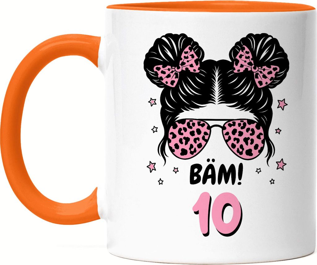 Bäm 10 Geburtstag Tasse Orange Mädchen Geschenk Kindergeburtstag Partydeko Überraschung cooles Motiv originelle Geschenkidee