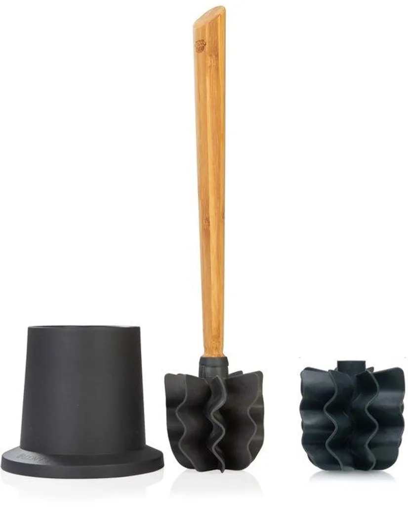 Accessoire WC bois et tête grise pour salle de bains et toilettes chic