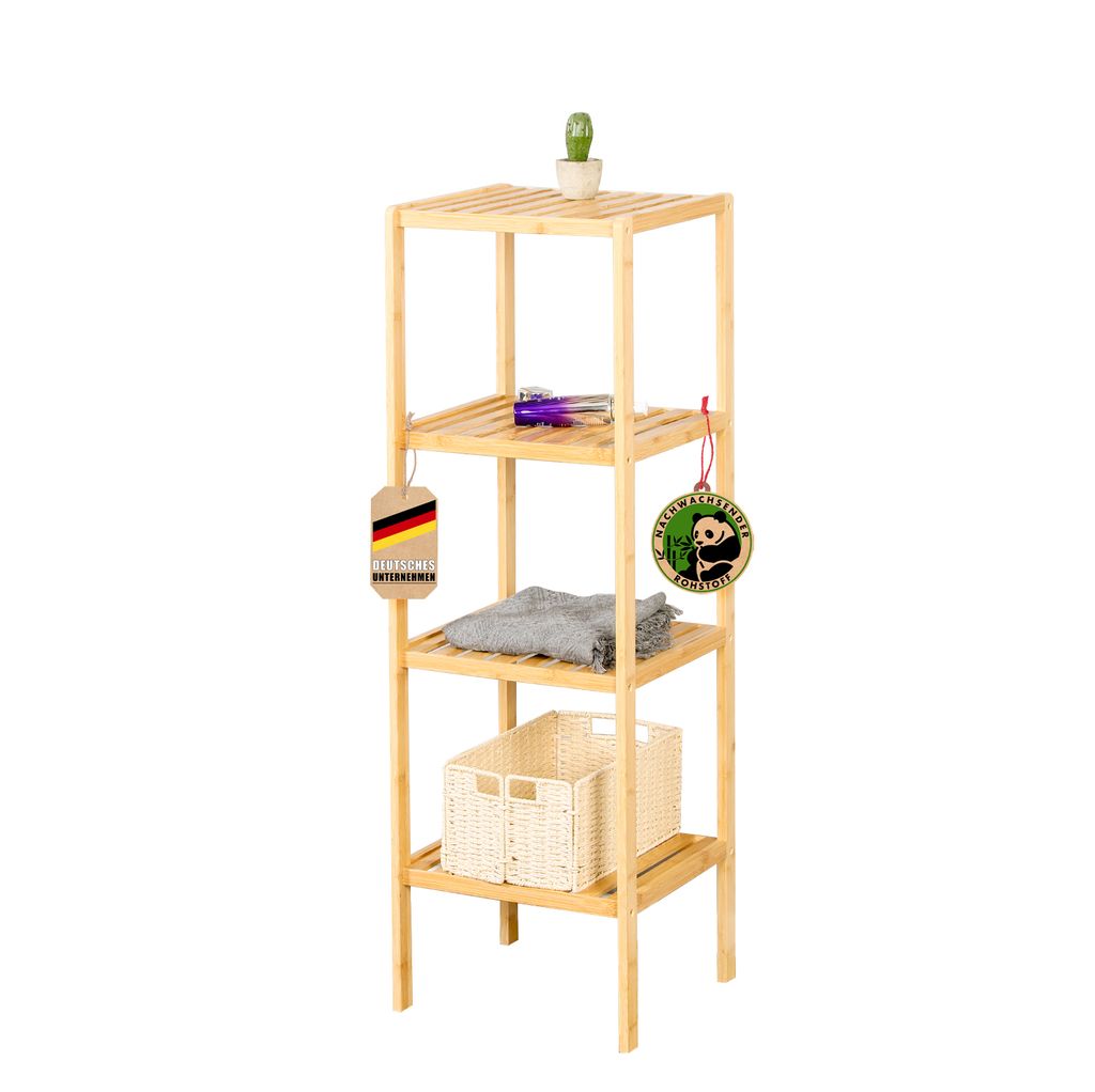 Bambus-Standregal Lowa Ideal zur kreativen Anordnung Ihrer Wohnaccessoires 4 Etagen